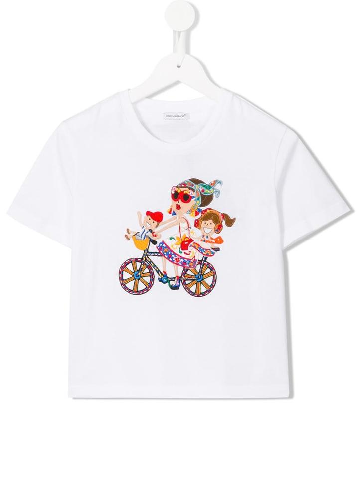 Dolce & Gabbana Kids Dg Family Patch T-shirt, Girl's, Size: 10 Yrs, White