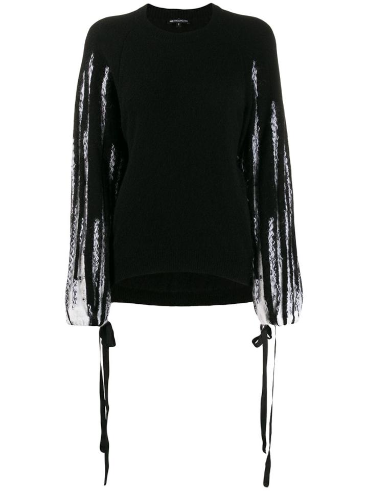 Ann Demeulemeester Striped Sleeve Jumper - Black