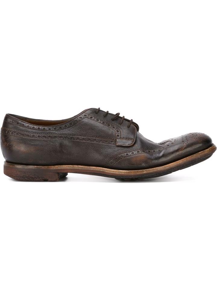 Church S Brogue Detailing Shoes, Men's, Size: 8, Brown, Leather