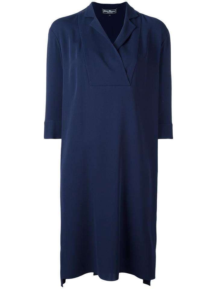 Salvatore Ferragamo Shirt Dress, Women's, Size: 40, Blue, Silk