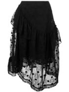 Simone Rocha Floral Embroidery Layered Skirt, Women's, Size: 6, Black, Cotton/nylon/polyester