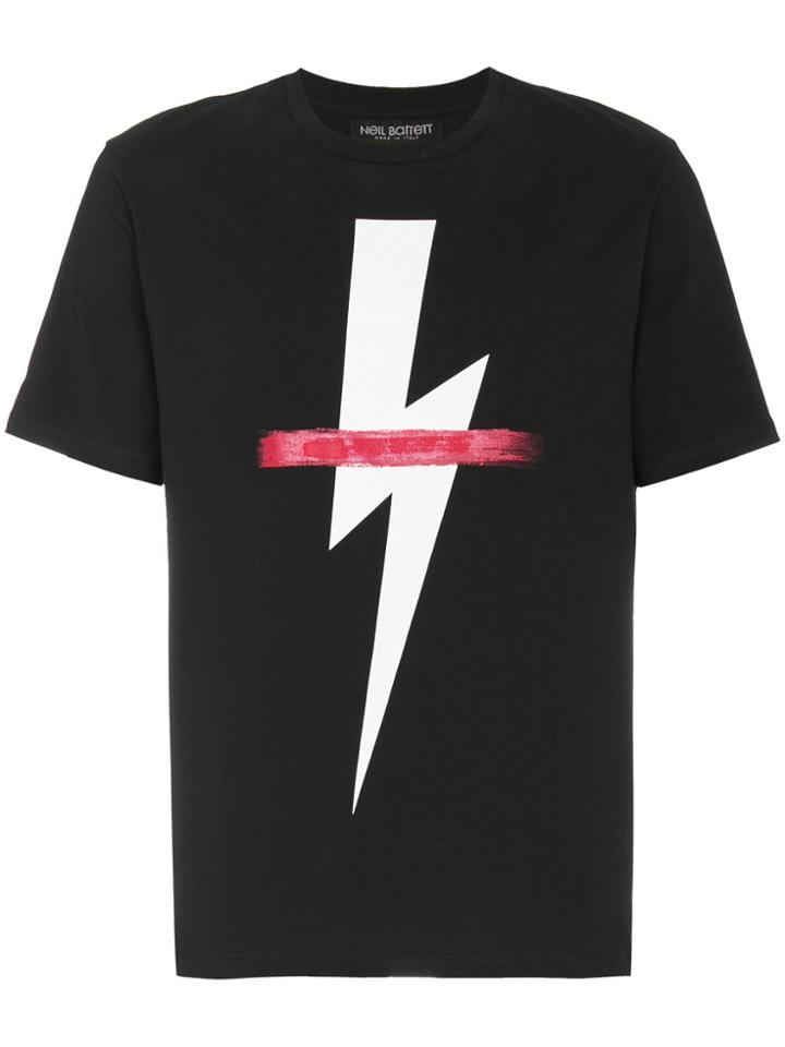 Neil Barrett Lightning Bolt Printed T Shirt - Black