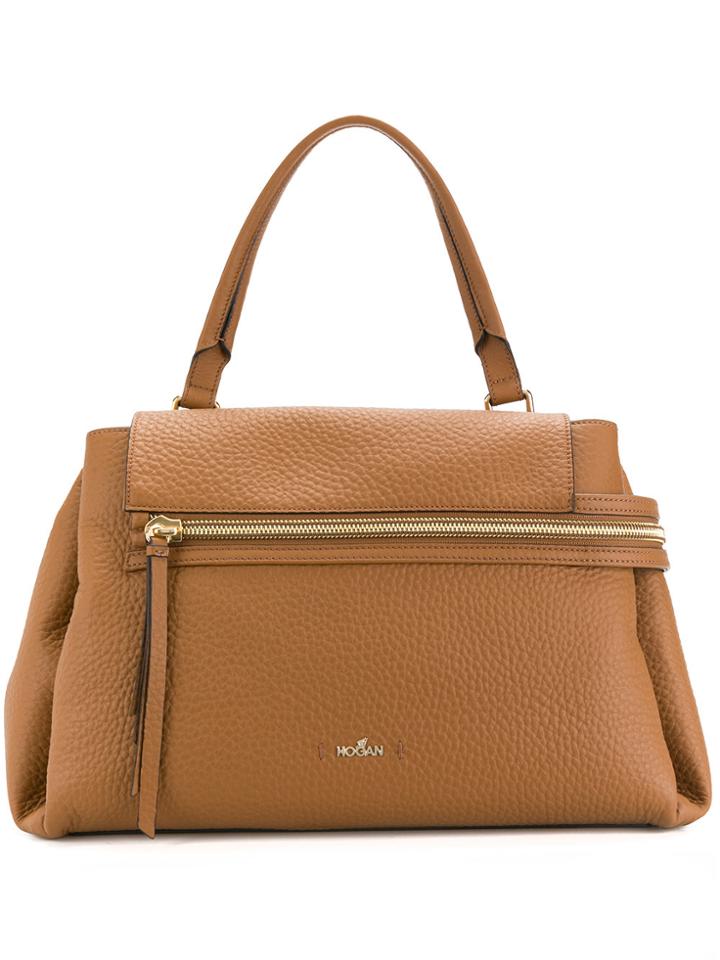 Hogan Horizontal Shopper Tote Bag - Brown