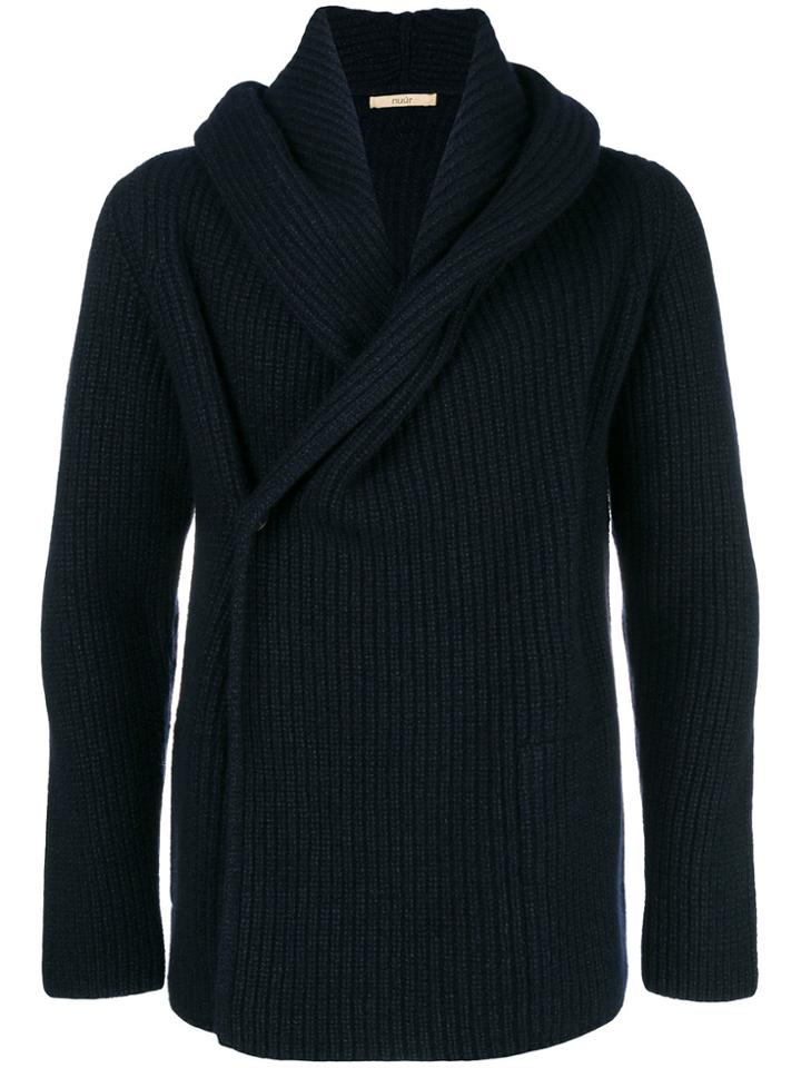 Nuur Ribbed Wrapped Cardigan - Blue