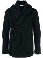 Nuur Ribbed Wrapped Cardigan - Blue