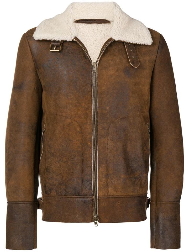 Salvatore Santoro Shearling Biker Jacket - Brown