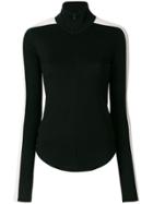 Theory Contrasting Side Panel Zipped Sweater - Black