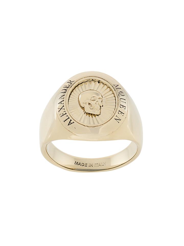 Alexander Mcqueen Skull Signet Ring - Metallic