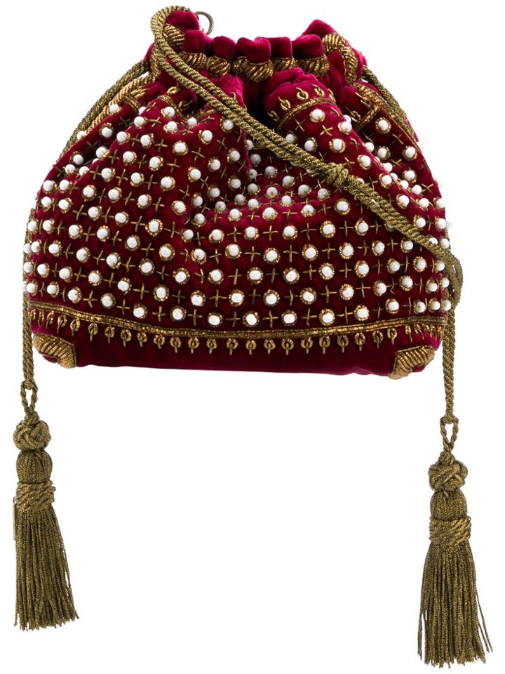 Etro Beaded Drawstring Shoulder Bag - Red