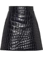 Miu Miu Ciré Crocodile Embossed Effect Skirt - Black