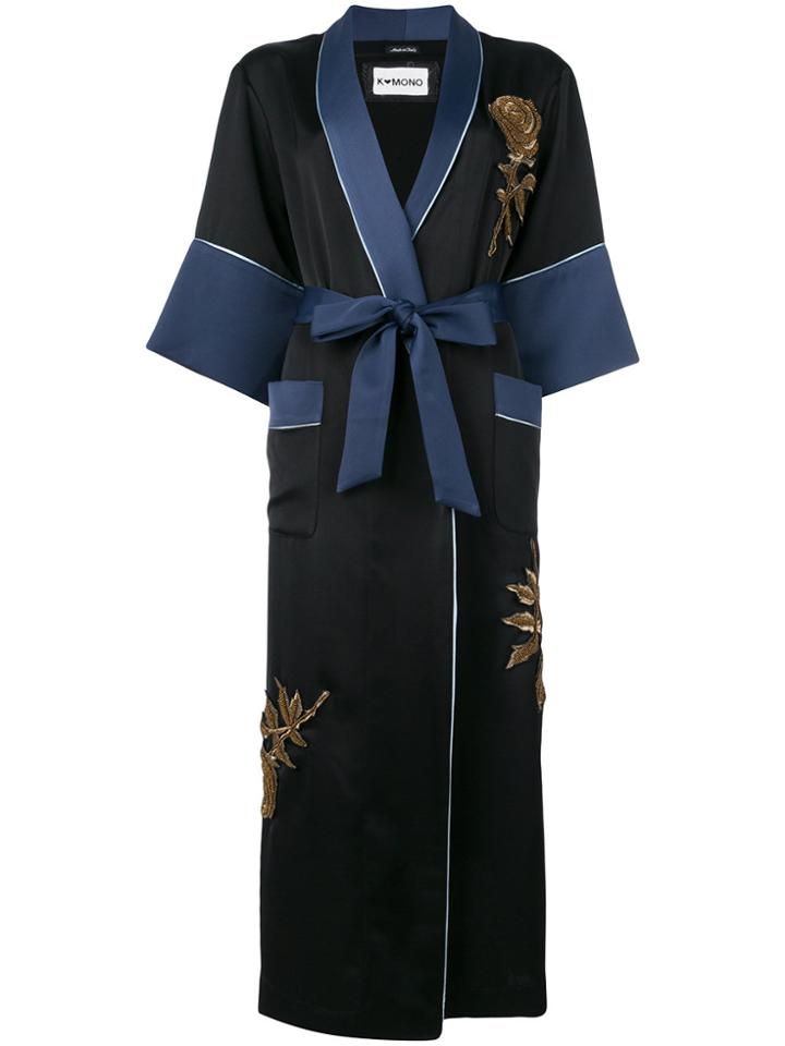 Caban Romantic Long Kimono Coat - Black