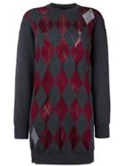 Alexander Wang Arygle Sweater Dress With Sheer Diamonds - Grey