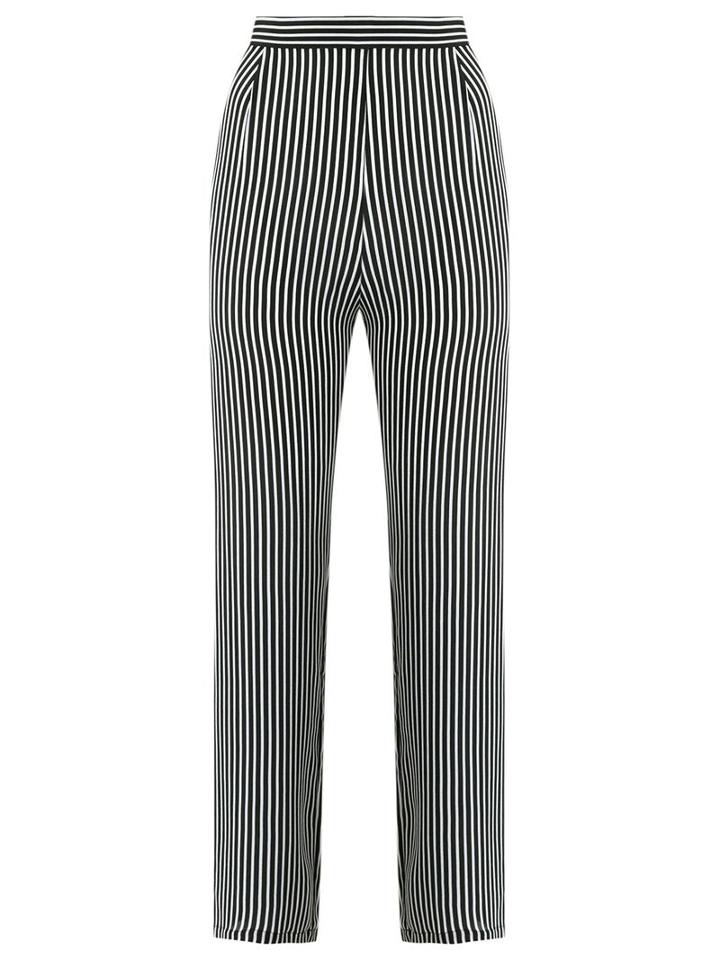 Andrea Marques Striped Trousers, Women's, Size: 38, Black, Silk