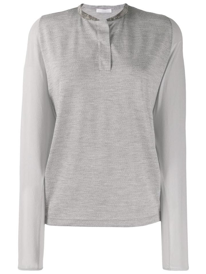 Fabiana Filippi Henley Panelled T-shirt - Grey
