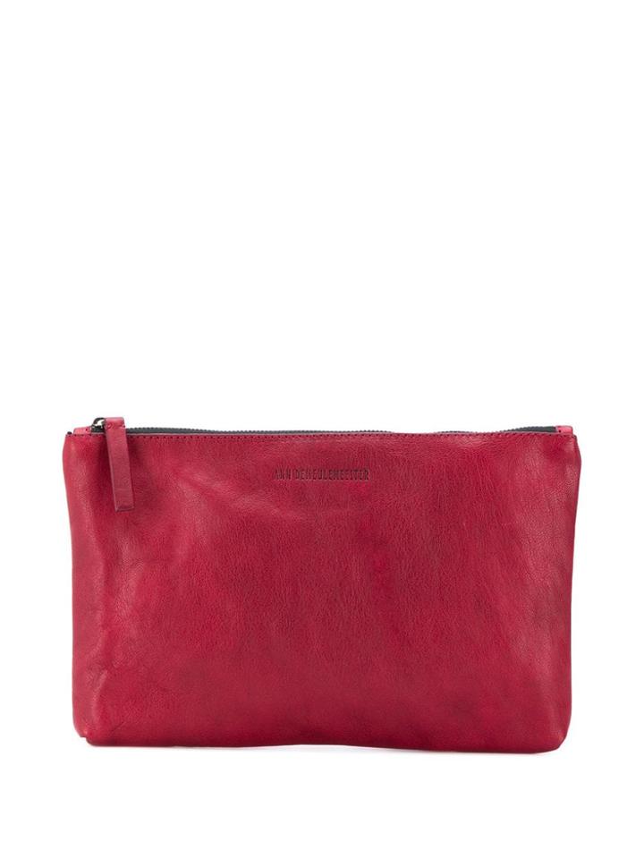 Ann Demeulemeester Embossed Zipped Clutch - Red