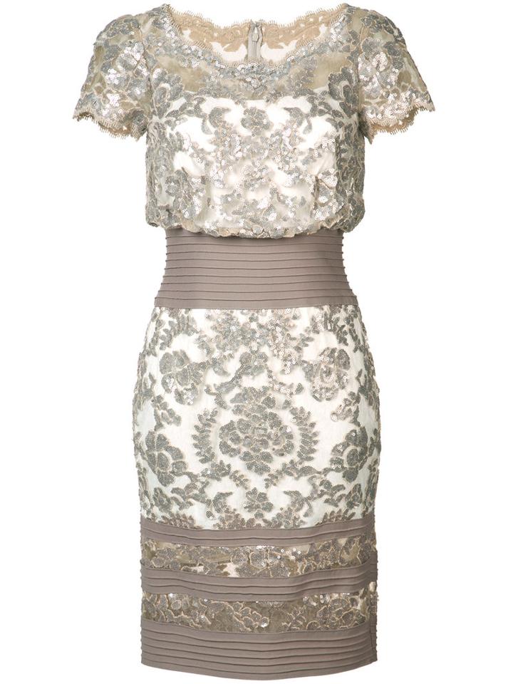 Tadashi Shoji Sequinned Floral Dress, Women's, Size: 10, Grey, Polyester
