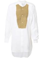 Loewe - Paneled Shirt - Men - Linen/flax/lamb Skin - M, White, Linen/flax/lamb Skin