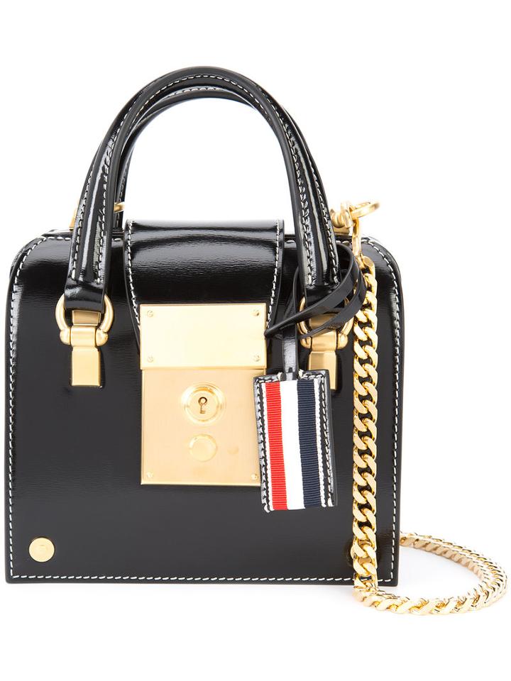 Thom Browne Detachable Strap Mini Tote, Women's, Black, Leather