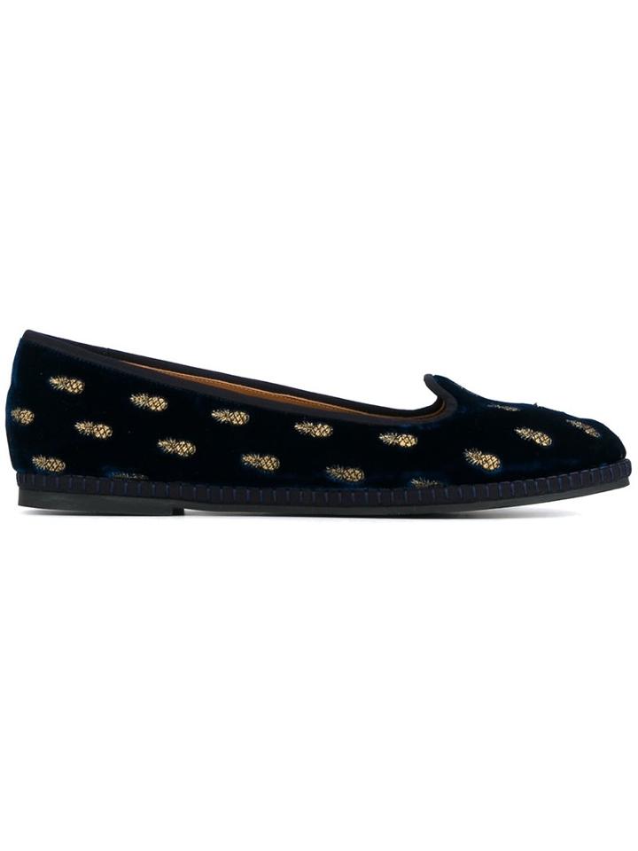 Aquazzura Velvet Pineapple Slippers
