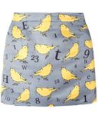 Au Jour Le Jour Bird Print Skirt, Women's, Size: 40, Grey, Polyamide/polyester/spandex/elastane/viscose