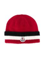 Moncler Kids Striped Beanie, Boy's, Size: 44 Cm, Red