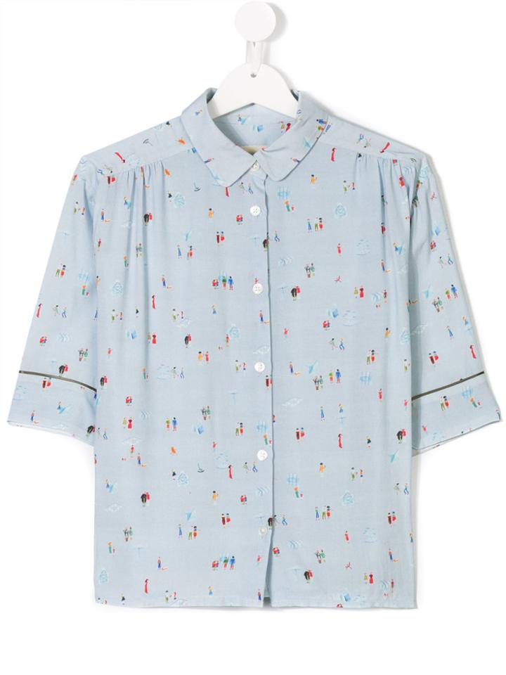 Bellerose Kids Teen People Print Shirt - Blue