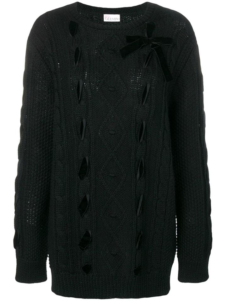 Red Valentino Cable Knit Jumper - Black