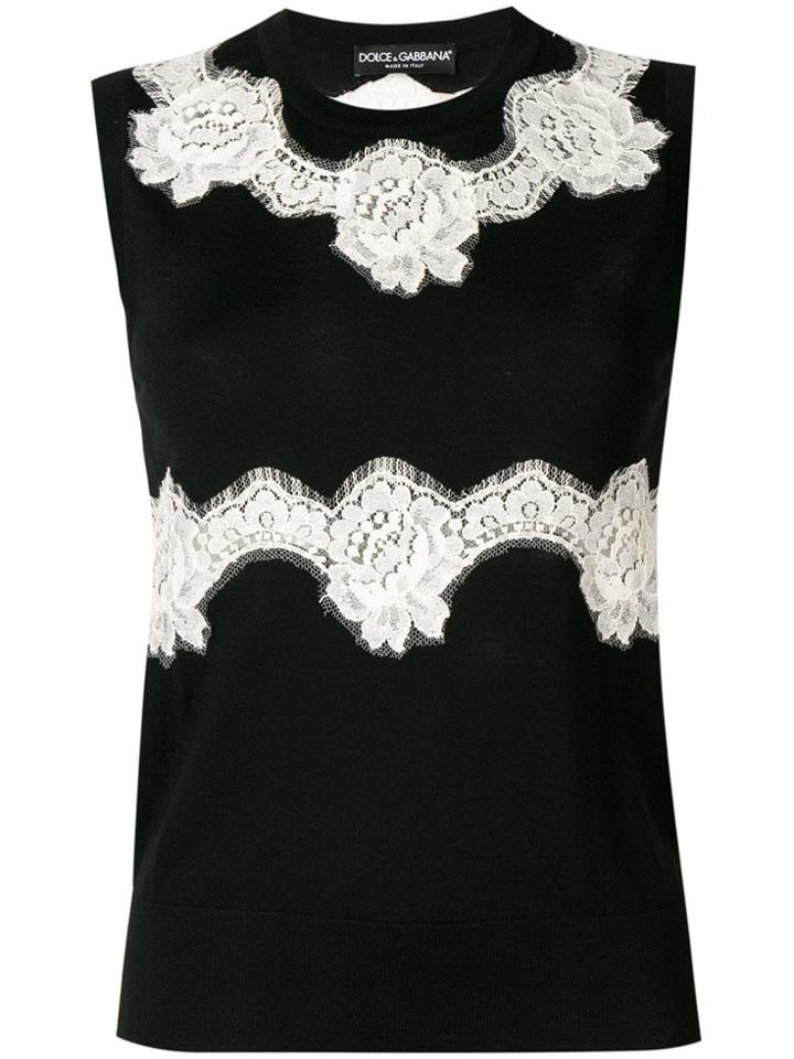 Dolce & Gabbana Lace Insert Knit Top - Black