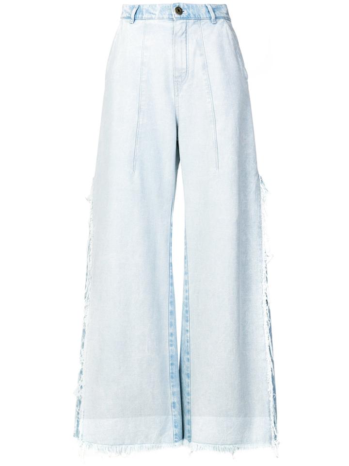 Chloé Frayed High-rise Wide-leg Jeans - Blue