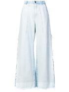 Chloé Frayed High-rise Wide-leg Jeans - Blue