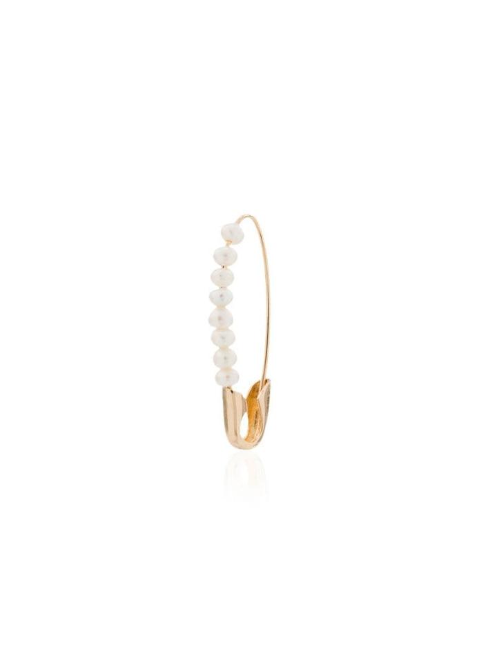 Loren Stewart 14kt Gold Pearl-embellished Safety Pin Earring - White