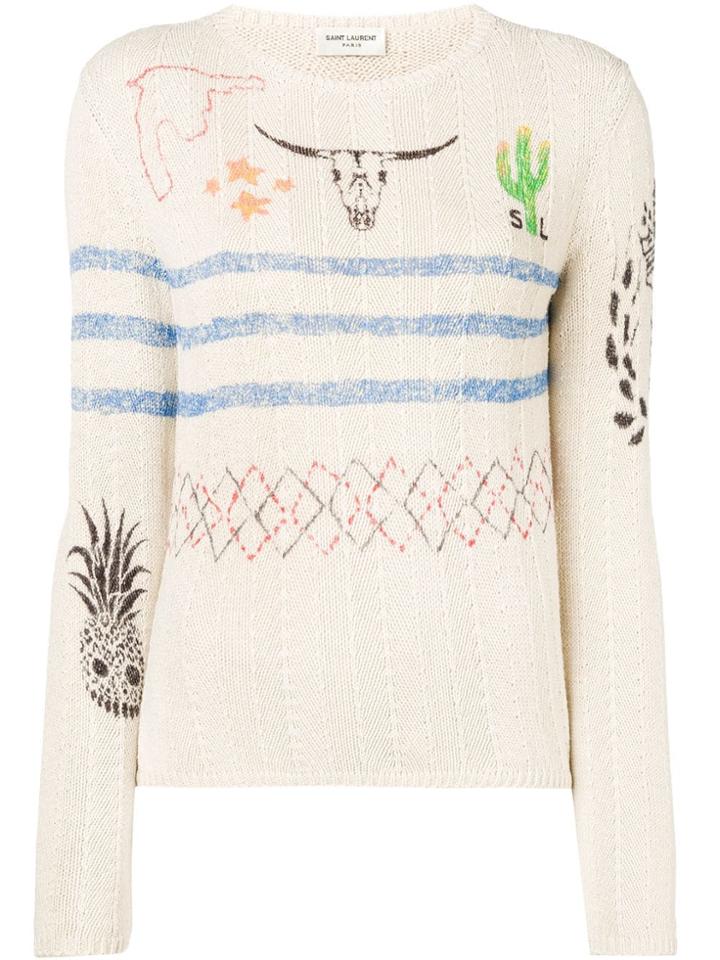 Saint Laurent Arizona Print Sweater - Neutrals