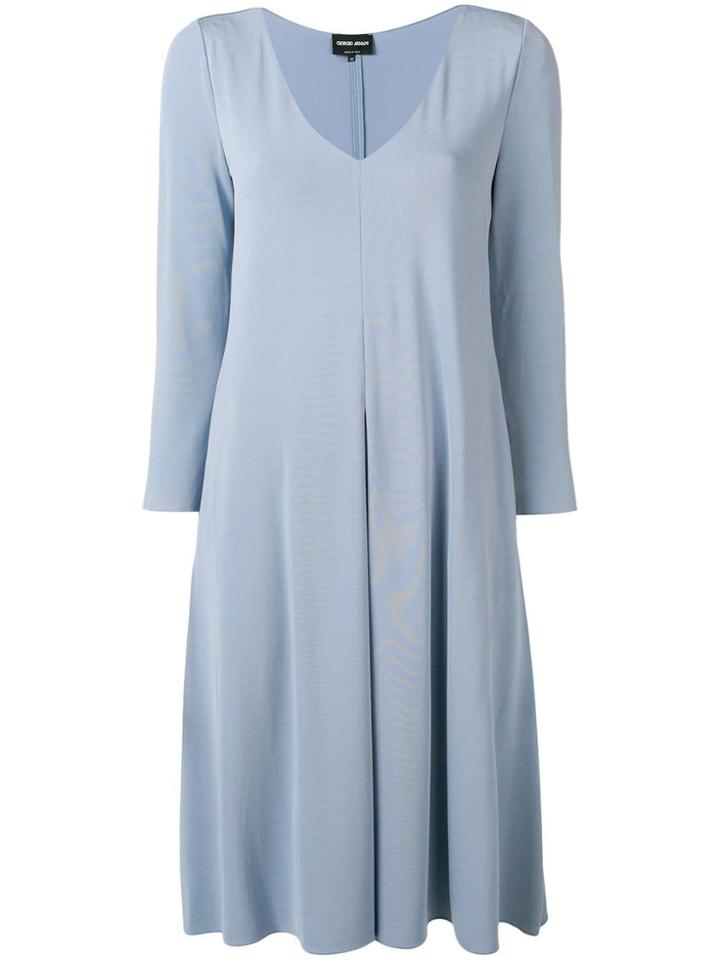 Giorgio Armani V-neck Drape Dress - Blue