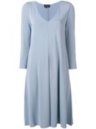 Giorgio Armani V-neck Drape Dress - Blue