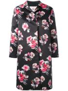 Msgm - Flower Print Coat - Women - Polyester - 42, Black, Polyester