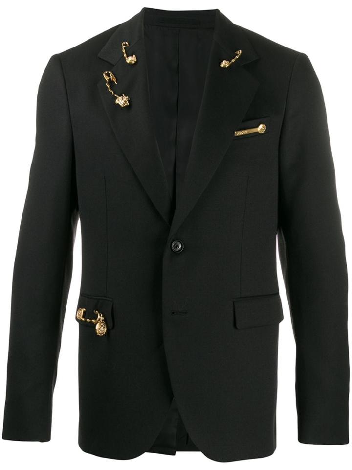 Versace Medusa Pin Detail Blazer - Black