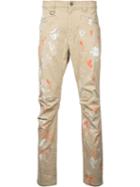 Roar - Paint Splash Chino Trousers - Men - Cotton/polyurethane/tencel - Ii, Brown, Cotton/polyurethane/tencel
