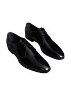 Burberry Broguing Detail Polished Leather Derby Shoes - Black