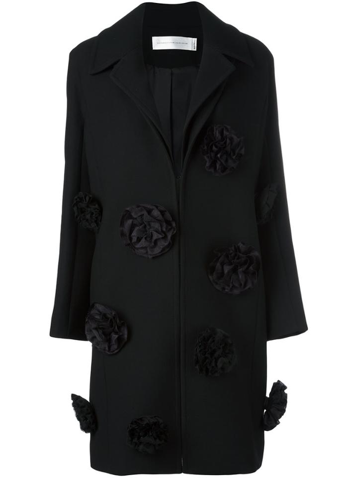 Victoria Victoria Beckham Flower Applique Coat - Black