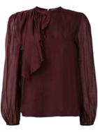 See By Chloé Asymmetric Ruffle Blouse - Pink & Purple