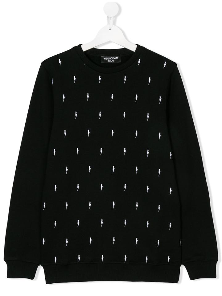 Neil Barrett Kids Teen Lightning Bolt-print Sweatshirt - Black