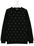 Neil Barrett Kids Teen Lightning Bolt-print Sweatshirt - Black