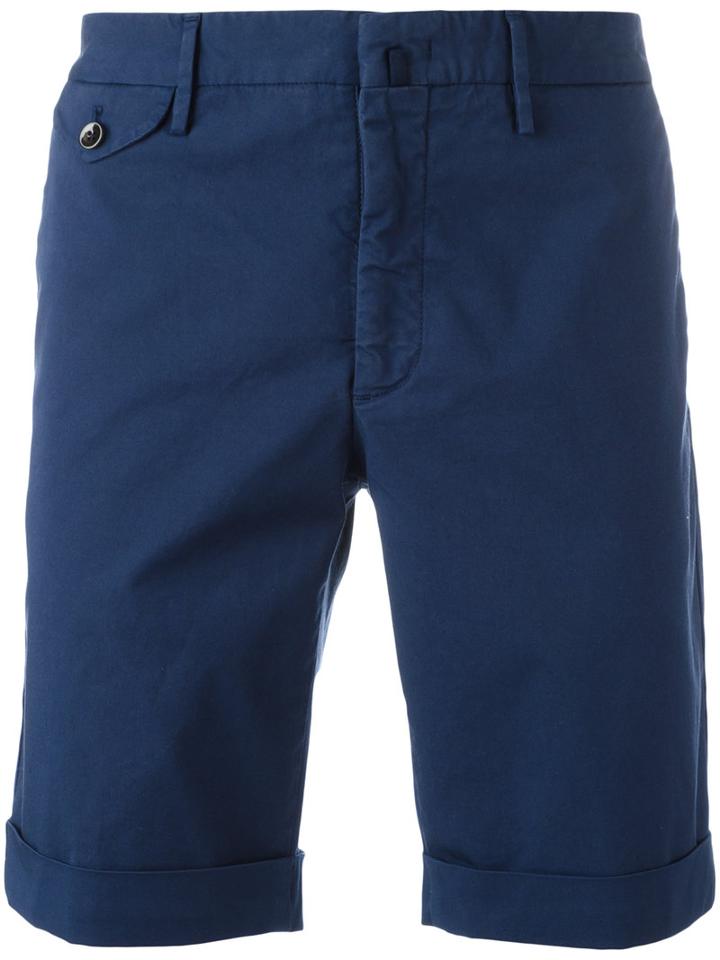 Incotex Chino Shorts, Men's, Size: 46, Blue, Cotton/spandex/elastane