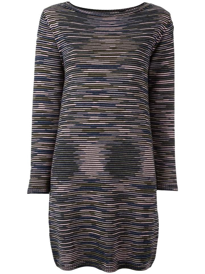 M Missoni Blurry Stripes Knit Dress, Women's, Size: Large, Virgin Wool