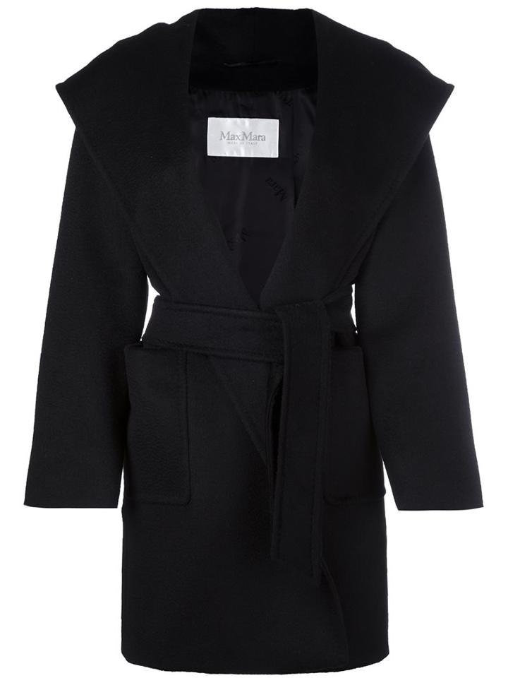 Max Mara Belted Coat, Women's, Size: 38, Black, Viscose/camel Hair