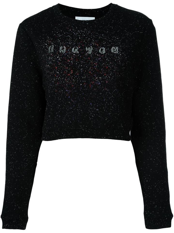 Carven Glitter Effect Logo Sweatshirt, Women's, Size: Medium, Black, Cotton/spandex/elastane