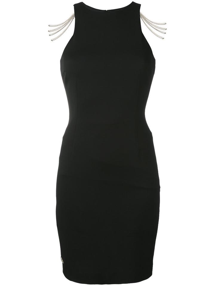 Philipp Plein Draped Chain Dress, Women's, Size: Small, Black, Viscose/spandex/elastane