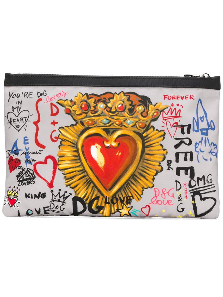 Dolce & Gabbana Printed Clutch Bag - Grey