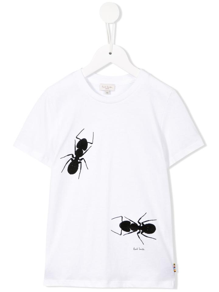 Paul Smith Junior Ant Print T-shirt, Boy's, Size: 6 Yrs, White