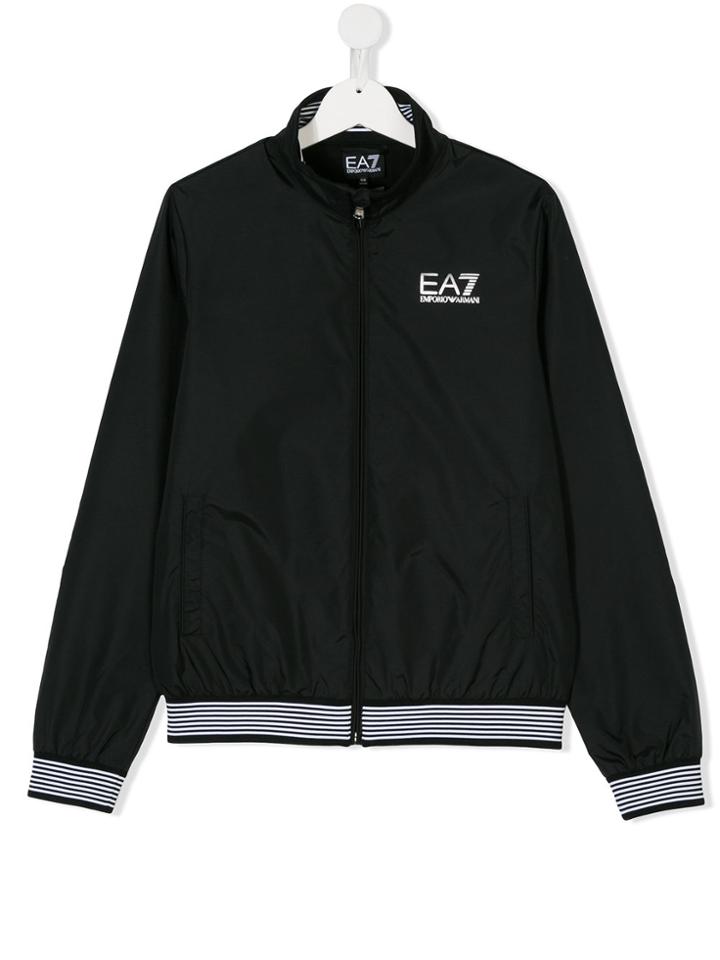 Ea7 Kids Embroidered Logo Bomber Jacket - Black